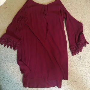 Maroon off the shoulder dress